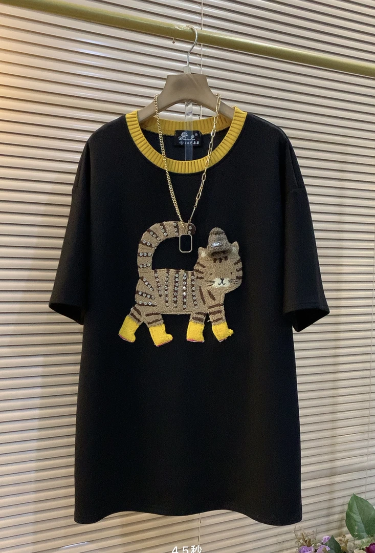 欧货新款遮肉显瘦气质短袖T恤