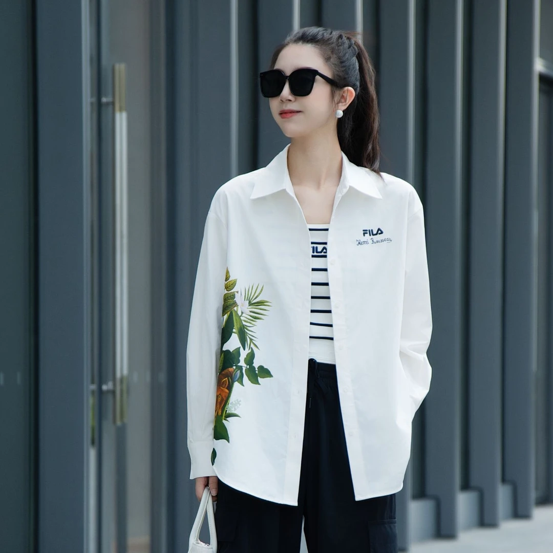 FILAX卢梭斐乐联名款正品女款小众设计感长袖衬衫F11W448405F
