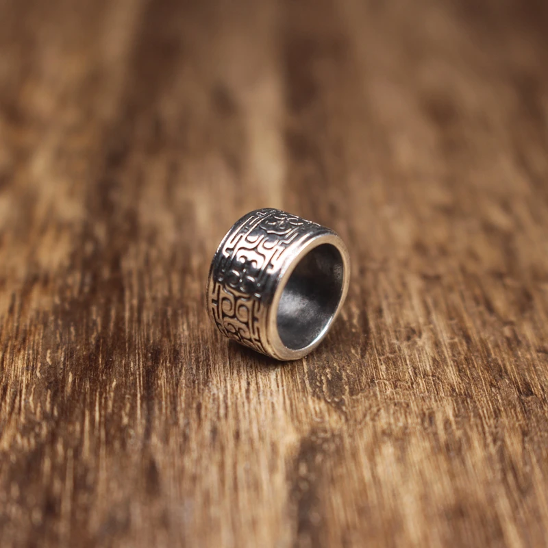 925银银制品 祥云如意纹跑环卡环手工DIY复古文玩配饰手串百香籽