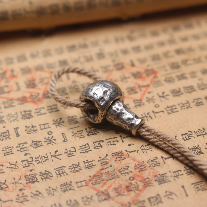 925银银制品 捶打纹分体三通文玩配饰百搭复古民族风简约个性做旧