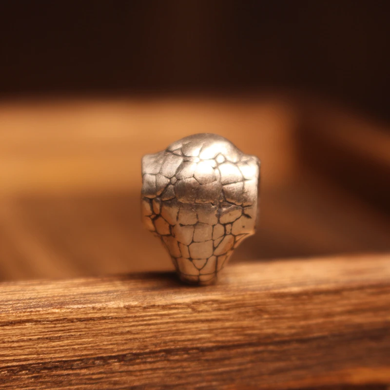 925银银制品 藏式鲨鱼背三通文玩配饰实心做旧素款星月百香籽配件