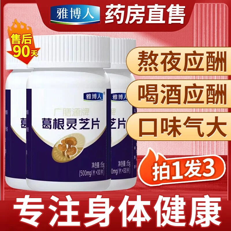 【拍一发三】雅博人葛根灵芝片养护甘熬夜应酬中老年常备官方正品