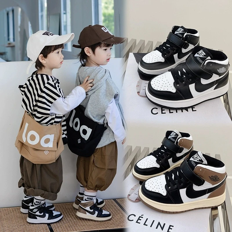 巴拉百搭2025aj休闲鞋儿童鞋女童春秋中大童高帮板男童宝宝运动鞋