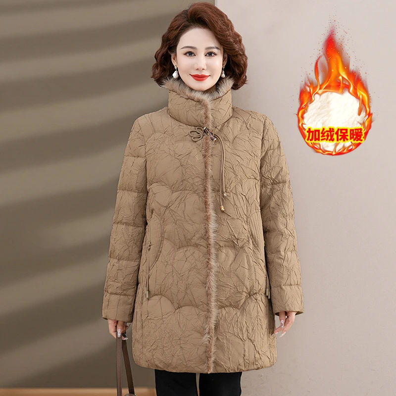 中年妈妈冬装棉服2024新款外套中老年女冬季加厚棉袄棉衣50-60岁