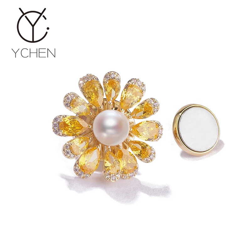 铜合金胸针 真丝免缝磁吸扣太阳花胸针女西装衬衫领扣