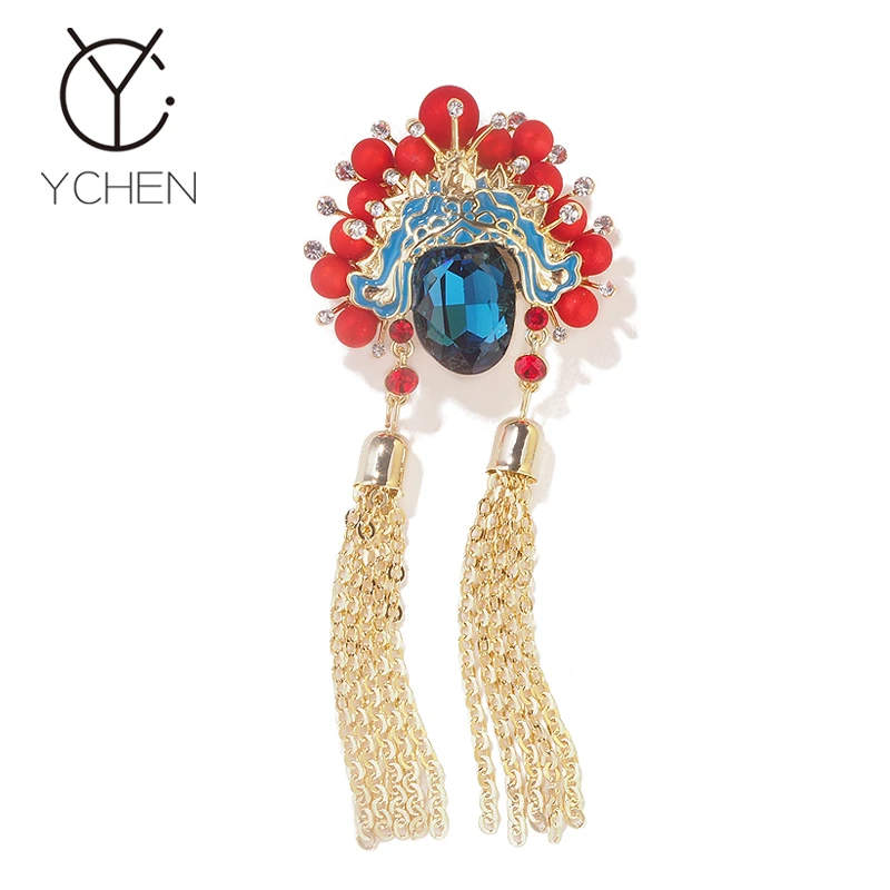 铜合金胸针 刀马旦流苏国风京剧脸谱胸针女西装配饰别针汉服装饰