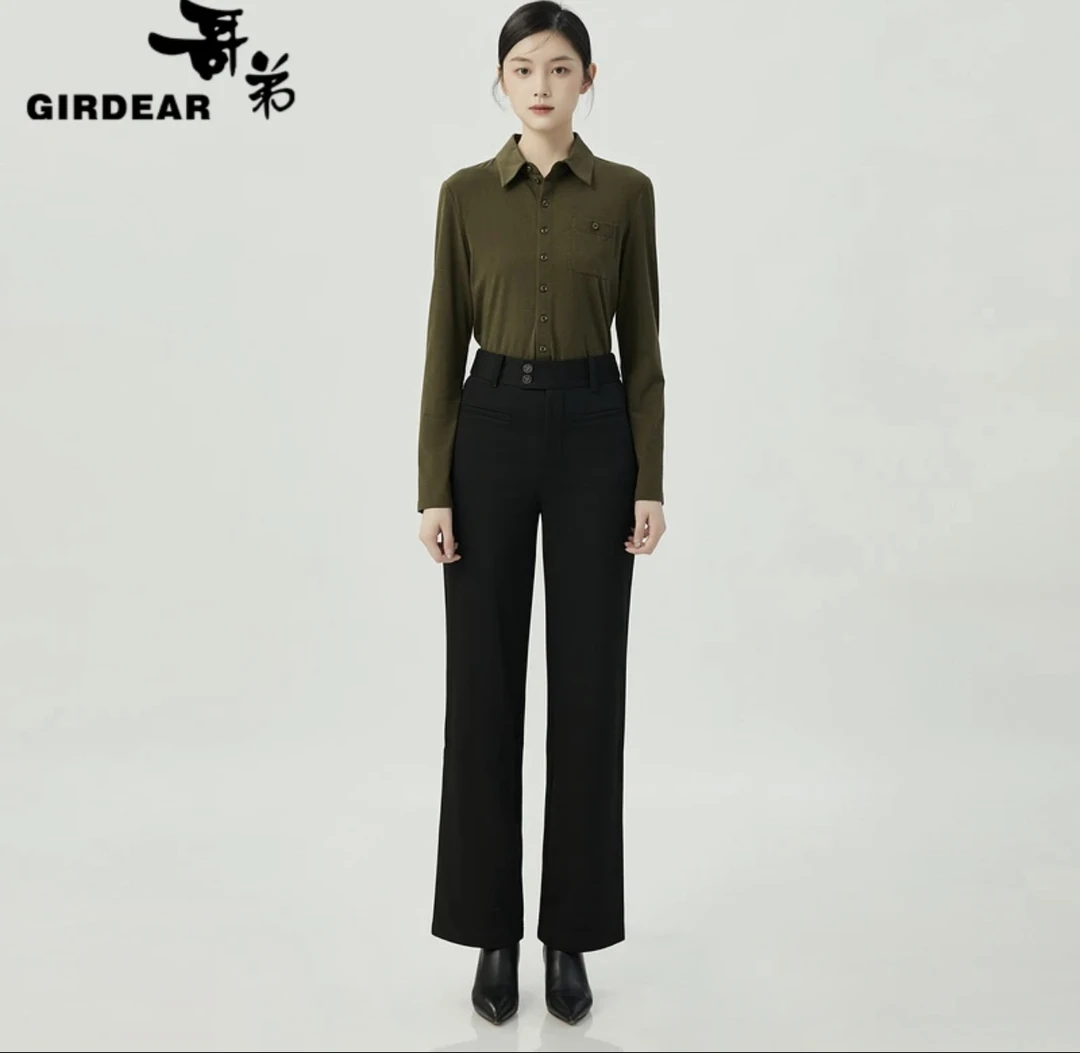 秋冬新款高腰保暖加绒阔腿裤1100469