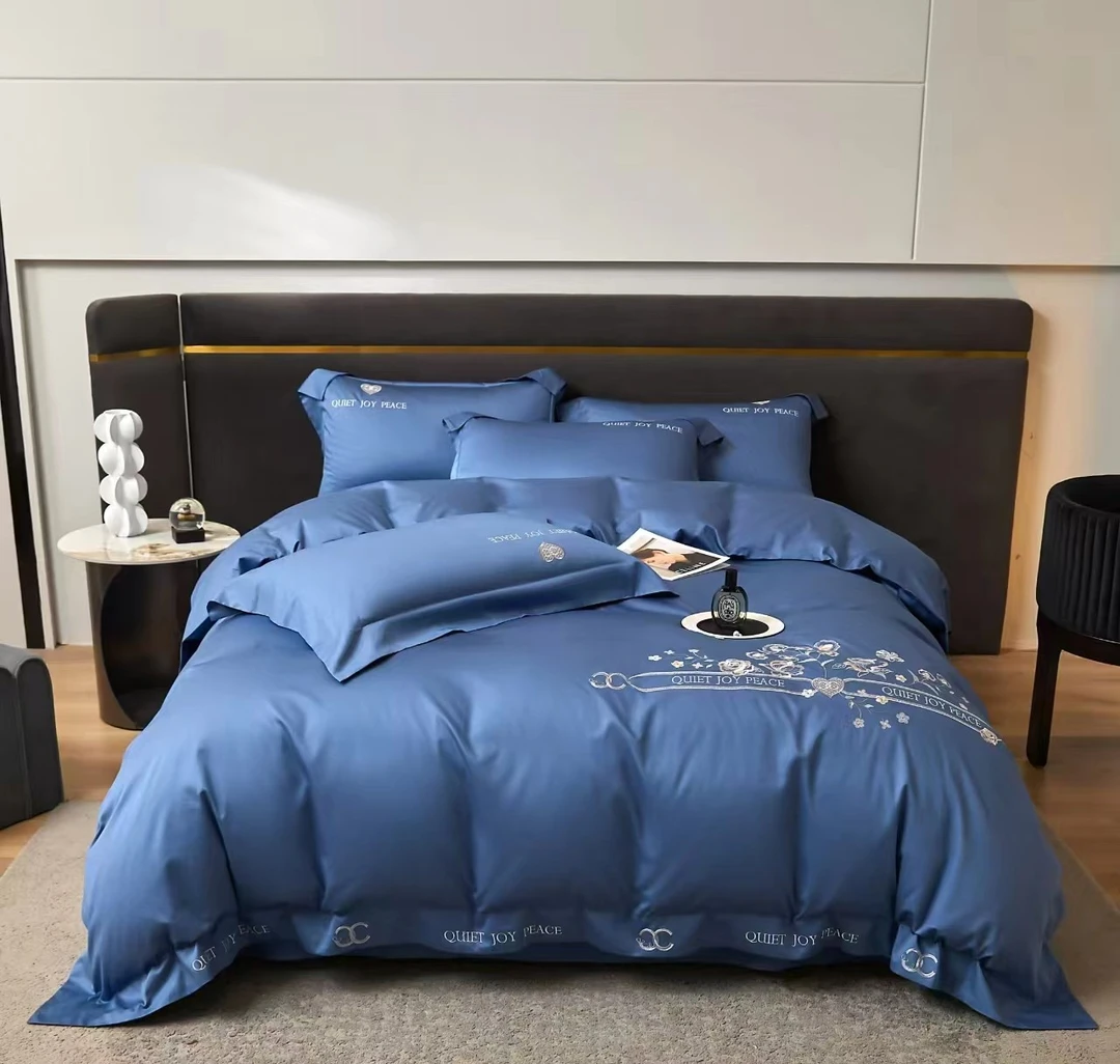 新中式【轻奢高级感纯棉刺绣】四件套全棉床单被套高档