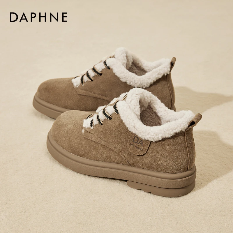 达芙妮厚底防滑棉鞋女鞋2025新款冬季加绒勃肯鞋保暖毛毛鞋雪地靴