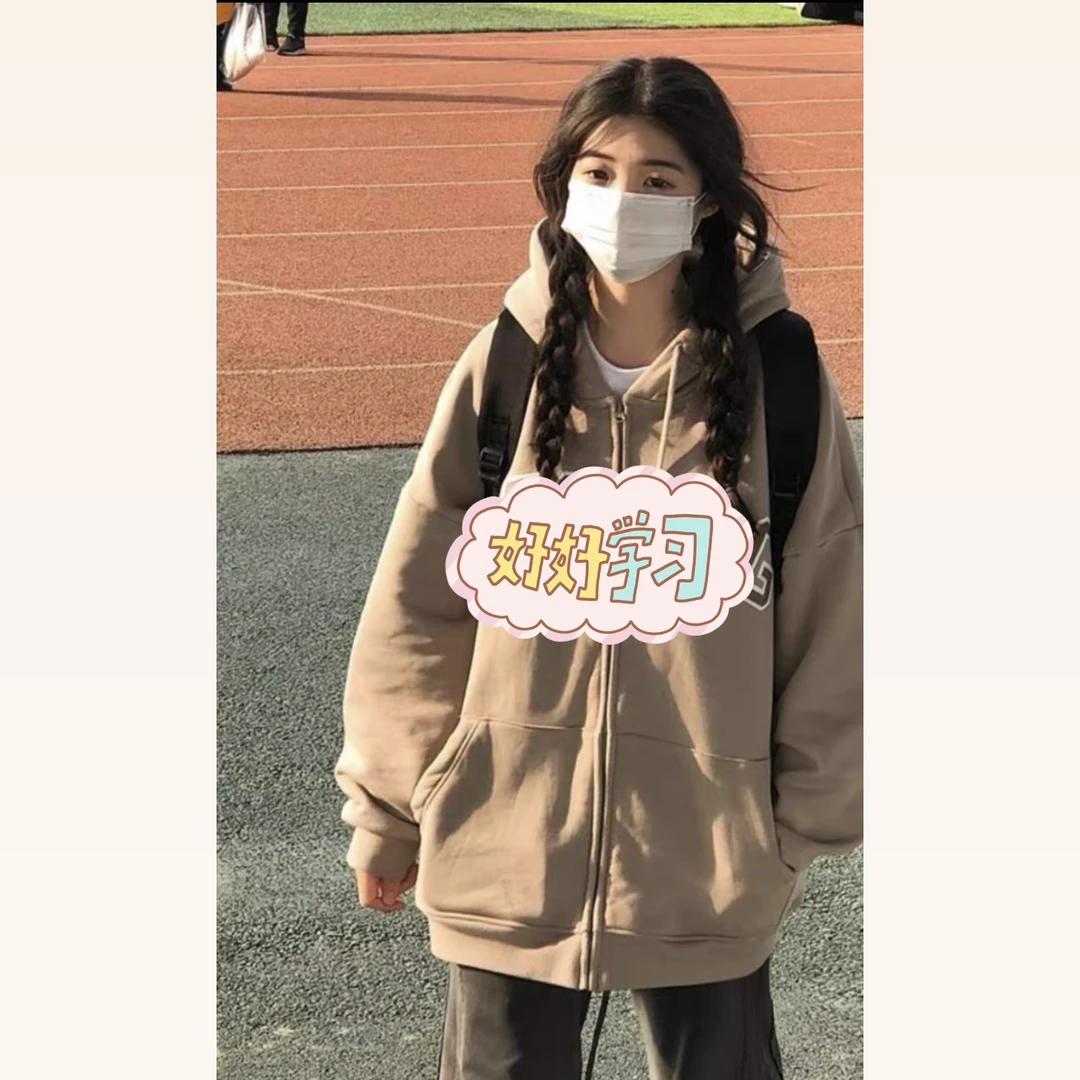 ZH0196大版字母卫衣外套连帽女秋冬新款新款韩版女装