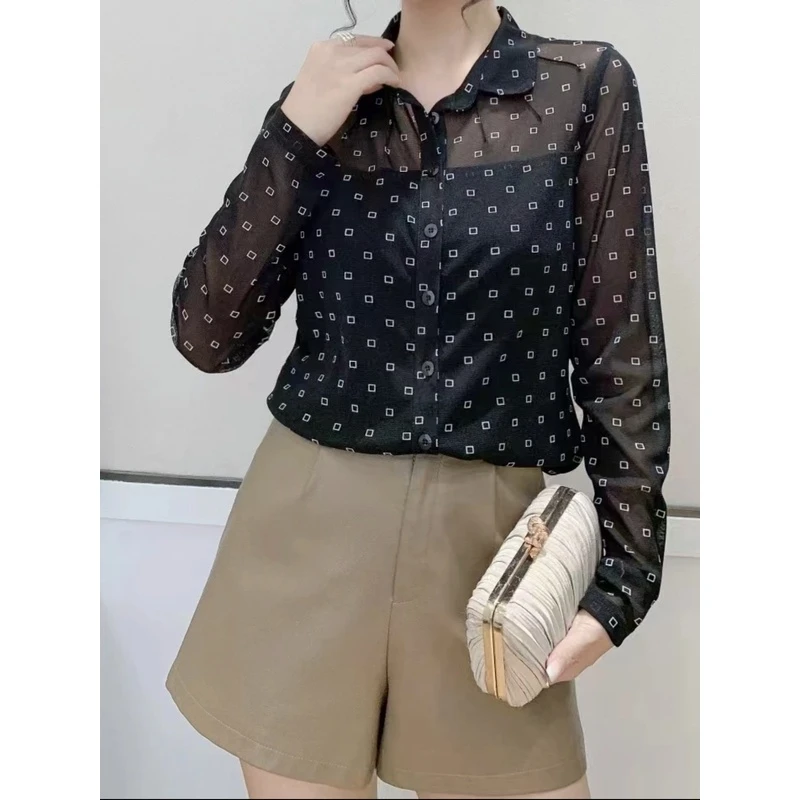 （玖衫原创）长袖衬衫上衣衬衣长袖时尚百搭打底小衫
