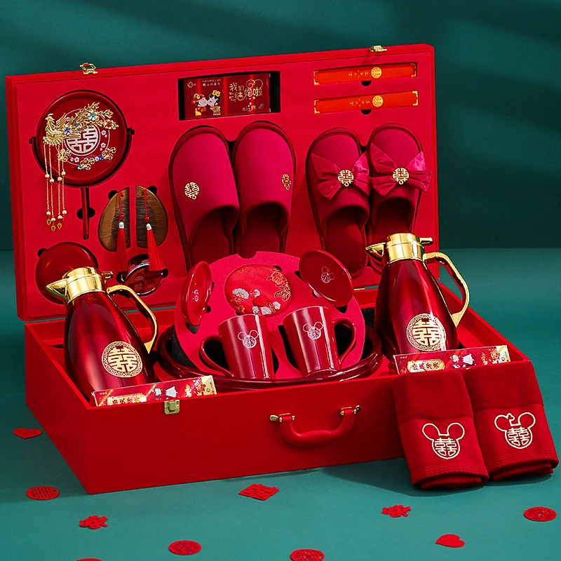 女方结婚陪嫁物品全套装娘家高档婚礼红色行李箱嫁妆婚庆用品大全