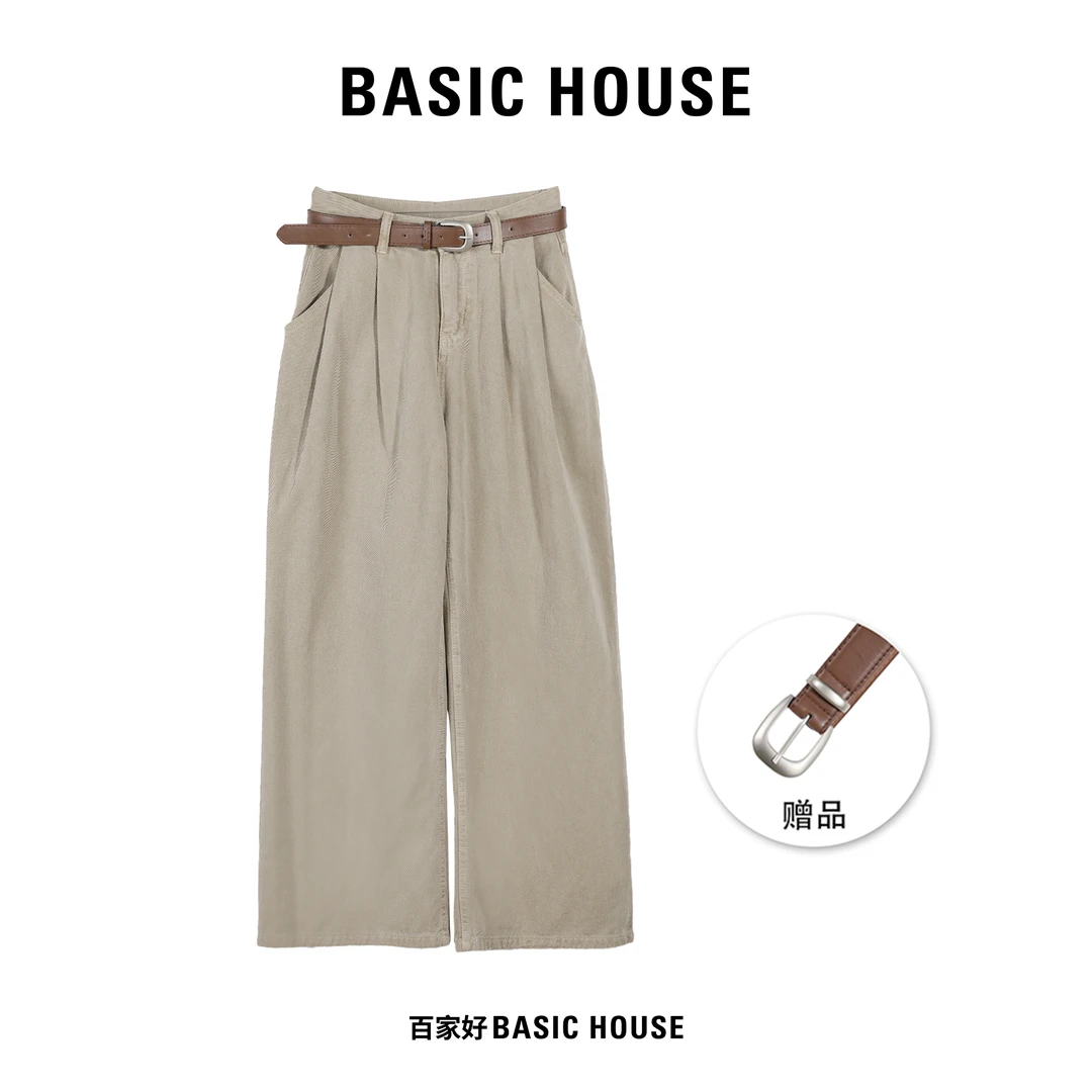Basic House/百家好【海王裤】2024年新款腰带款气质百搭高腰裤JDXX
