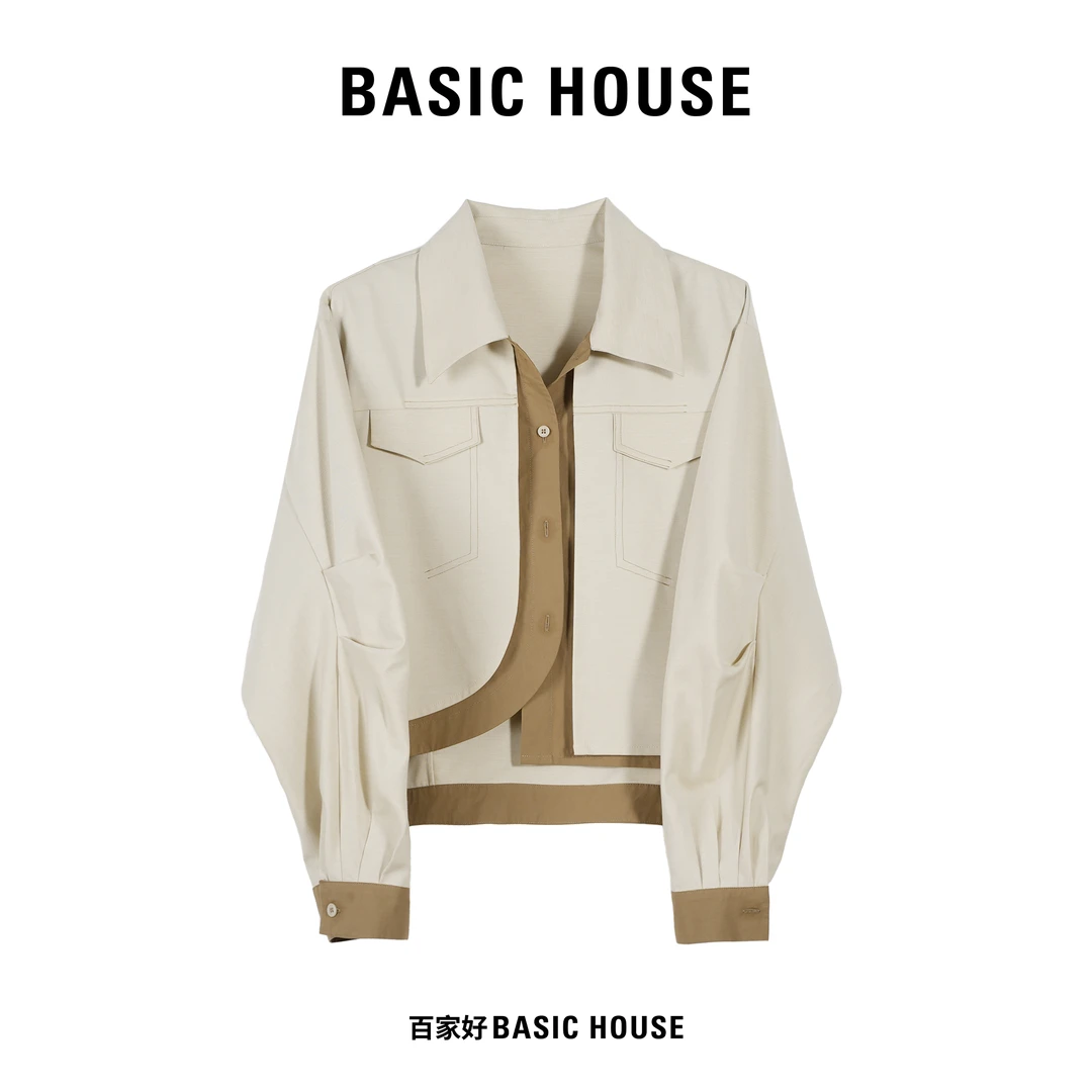 Basic House/百家好2024年新款假两件设计师款百搭风衣外套XX
