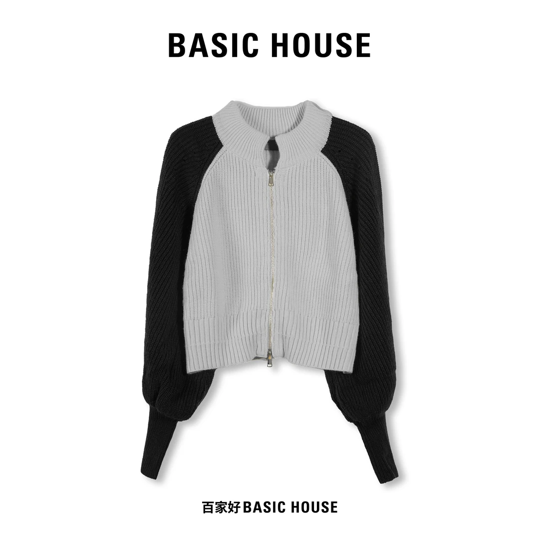 【哲妈宠粉】Basic House/百家好气质时尚长袖撞色百搭针织衫