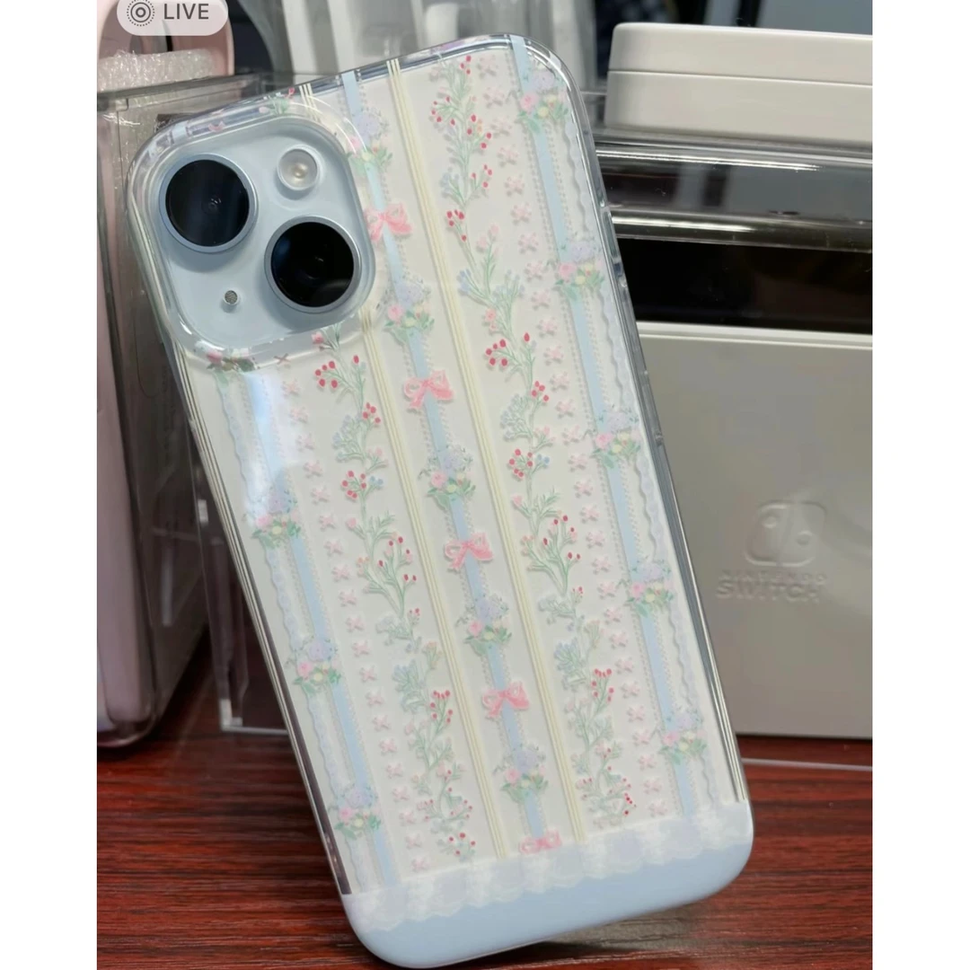 ins风文艺温柔花朵iPhone15/14/13Promax手机壳苹果11/12碎花全包