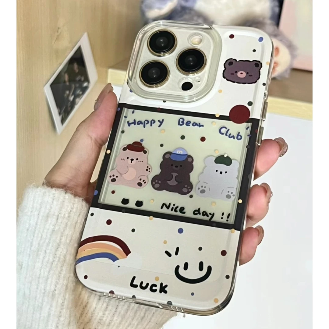 可爱三只小熊派对苹果15/14PROmax手机壳13卡通iPhone12/11创意xr