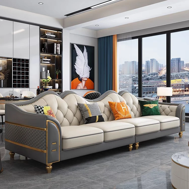2024新款真皮沙发客厅简约现代大小户型高端奢华直排三四人位组合