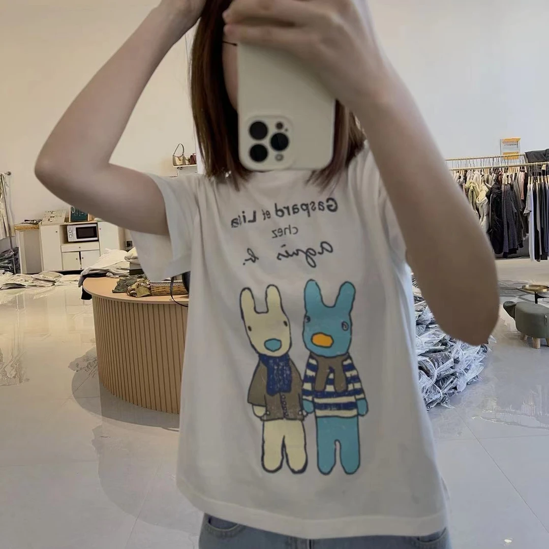 东大门tara牵手兔子短袖T恤