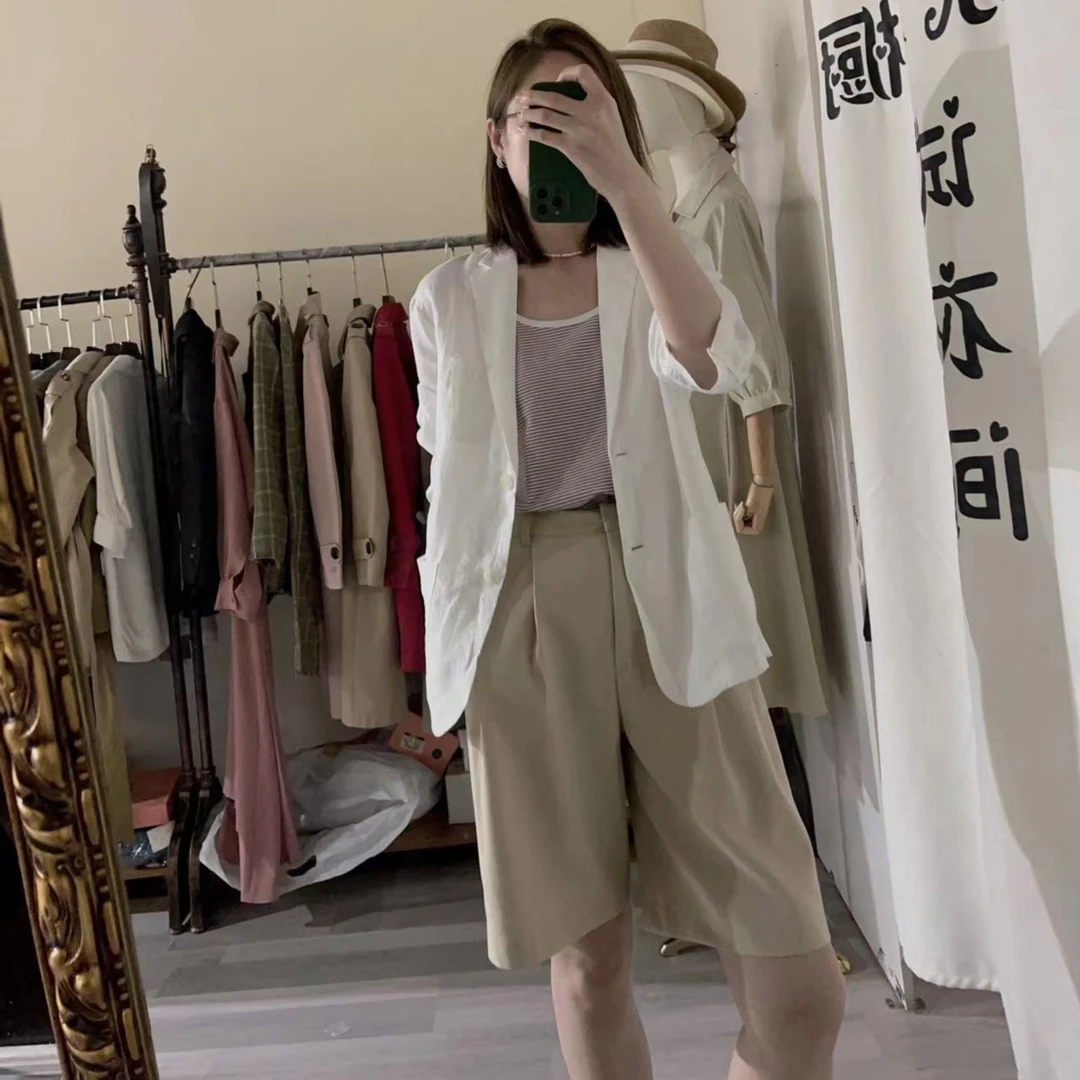 壹家衣橱亚麻休闲西服外套