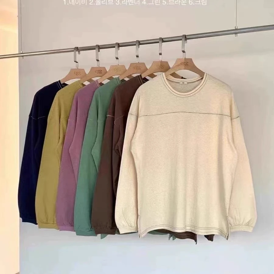 东大门e明线彩色长袖T恤