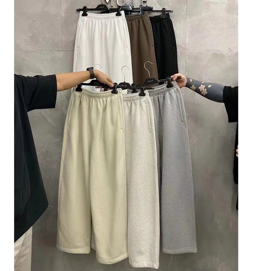 东大门mu松紧腰直筒休闲卫裤