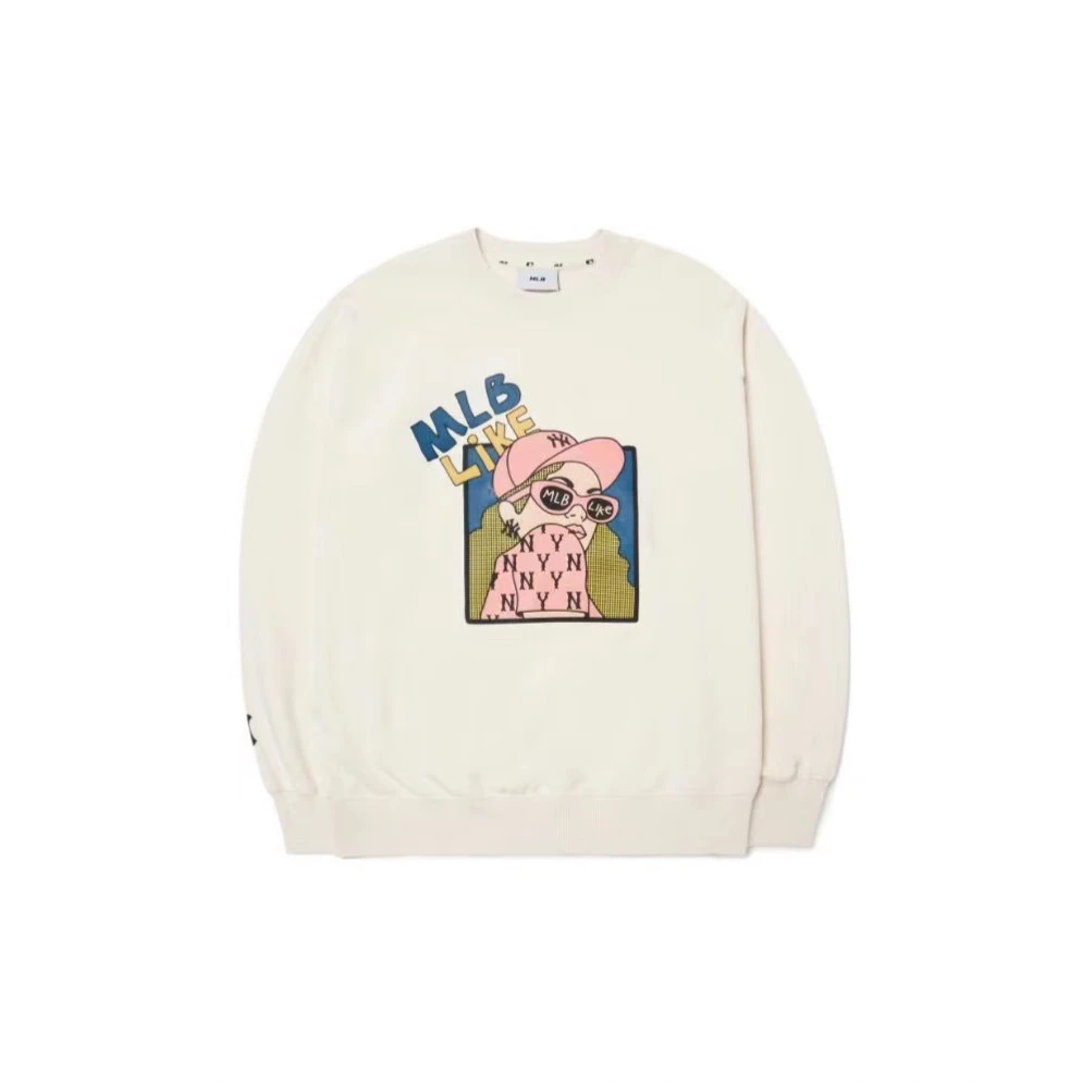 MLB 纽约洋基队 FW22Like系列印花运动圆领套头卫衣 街头百搭时尚