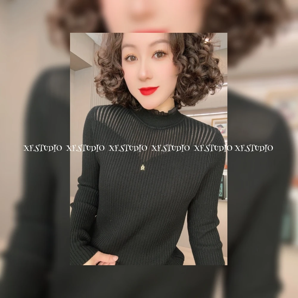 领口微透气质女人味百搭上衣  XF6583