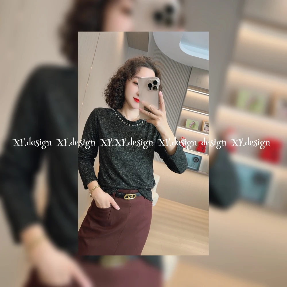 重工订珠气质女人味百搭上衣  XF6500