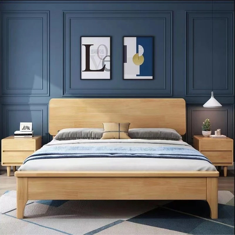 实木床北欧原木风胡桃木色1.8米1.5m现代简约出租房经济型卧室床