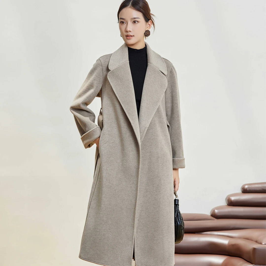 边芙卡韩系毛呢大衣女新款高级感中长款外套女650566