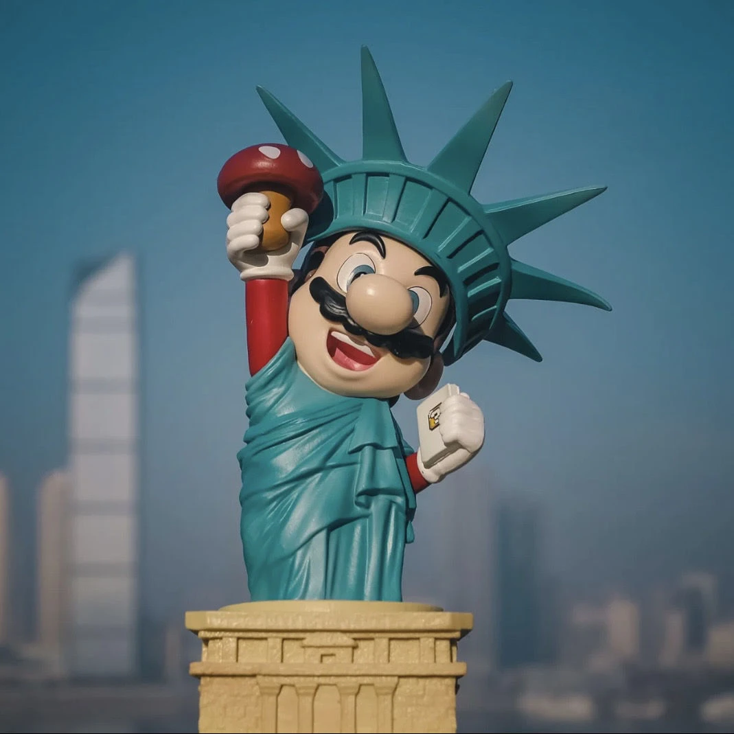 超级玛丽COS自由女神 水管工马里奥超级手办摆件自由女神生日礼物