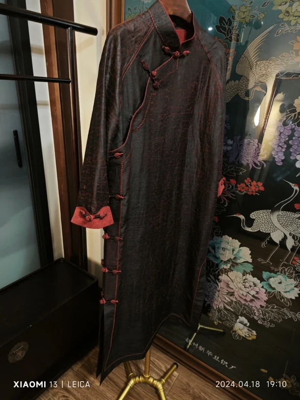 雨点.知出品(定制)香云纱旗袍