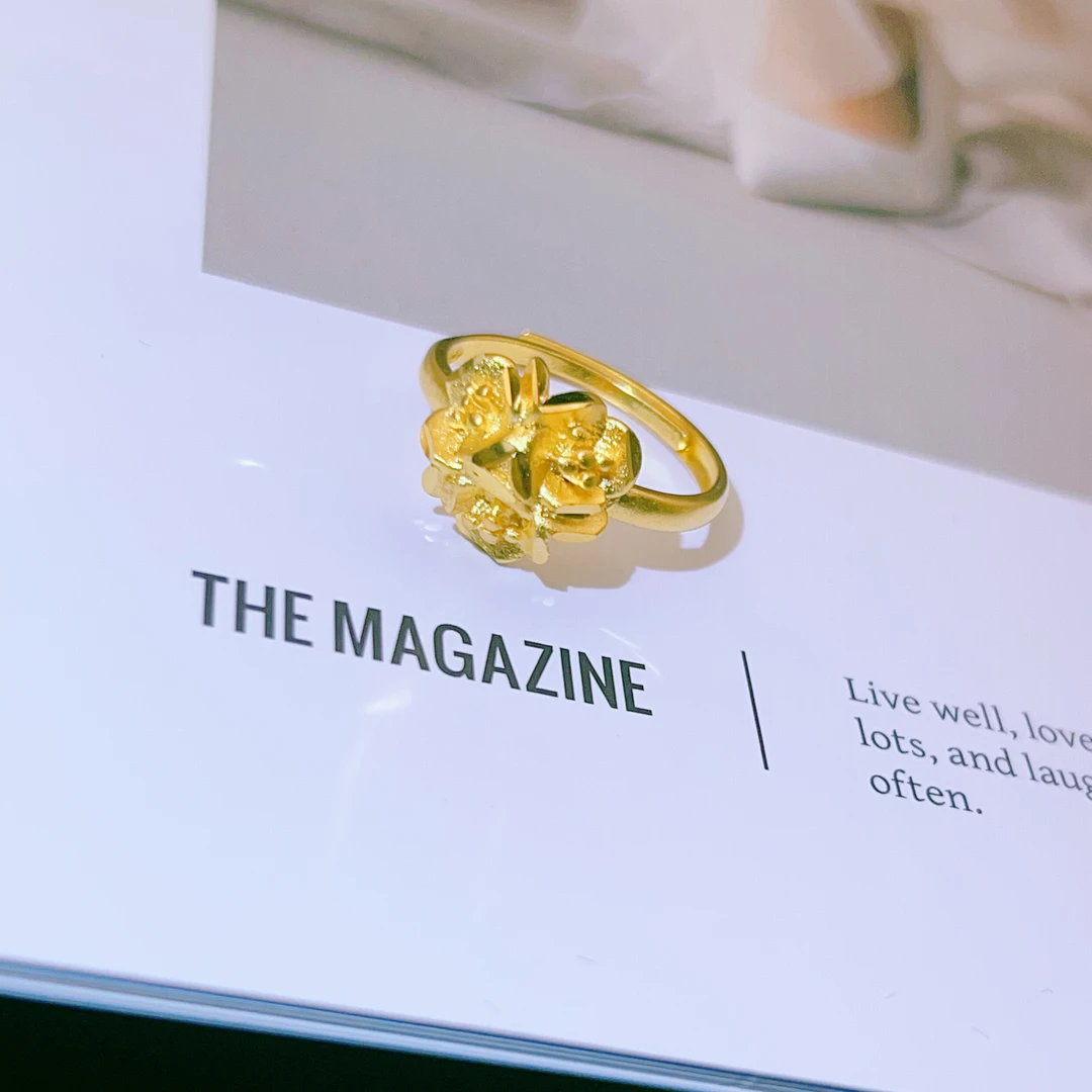 铜合金戒指 0031 时尚三朵花戒指开口大小可调