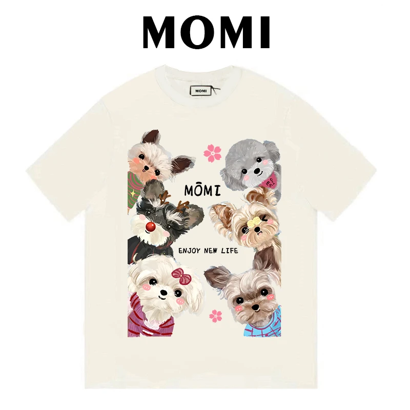 【MOMI】现货！小狗大合集260克纯棉重磅短袖女宽松休闲百搭T恤
