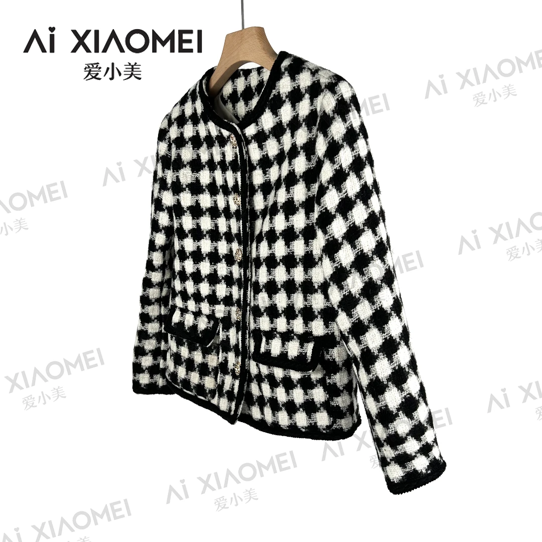 Aixiaomei/爱小美粗花呢百搭2025春季新款外衣经典香香外套WT-141