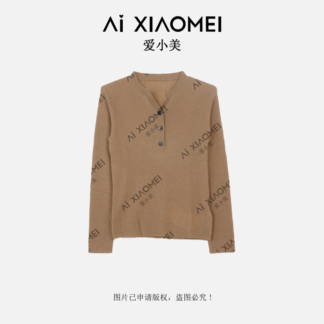 Aixiaomei/爱小美秋季针织慵懒风针织100山羊绒上衣简约YR08-1583