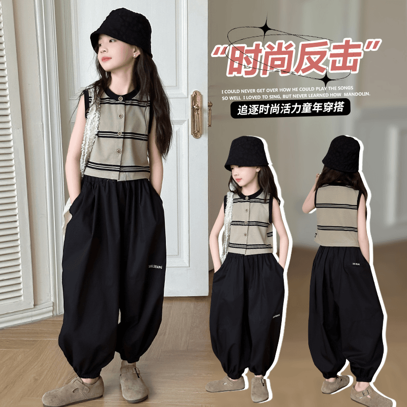 女童夏季套装2024新款6-12岁15岁中大童洋气时尚休闲小女孩两件套