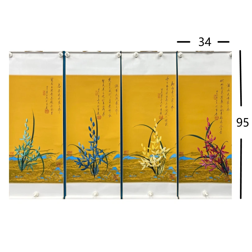 黄春香-R-兰花四条屏（新）-卷轴-95*34*4-国画作品