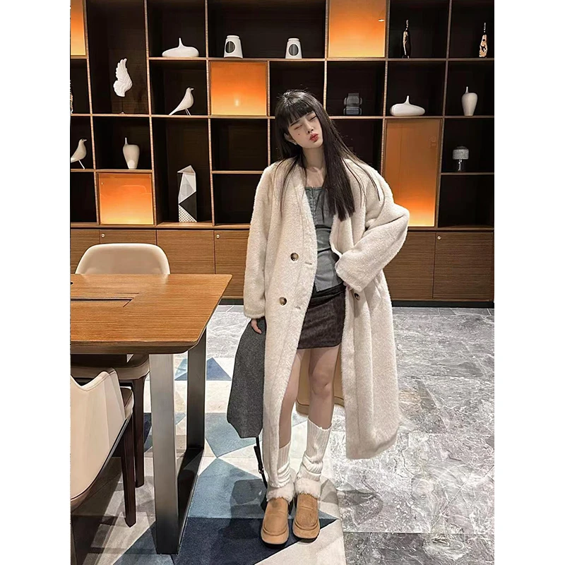2024冬季新款高级感时尚网红气质洋气过膝长款韩版宽松大衣外套