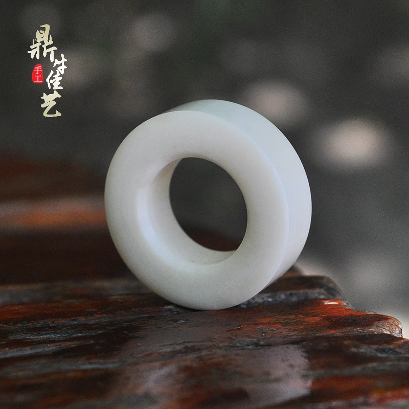 牧笛天然本色款牦牛骨加厚文玩戒指跑环竿止杆圈吊坠挂件无漂白