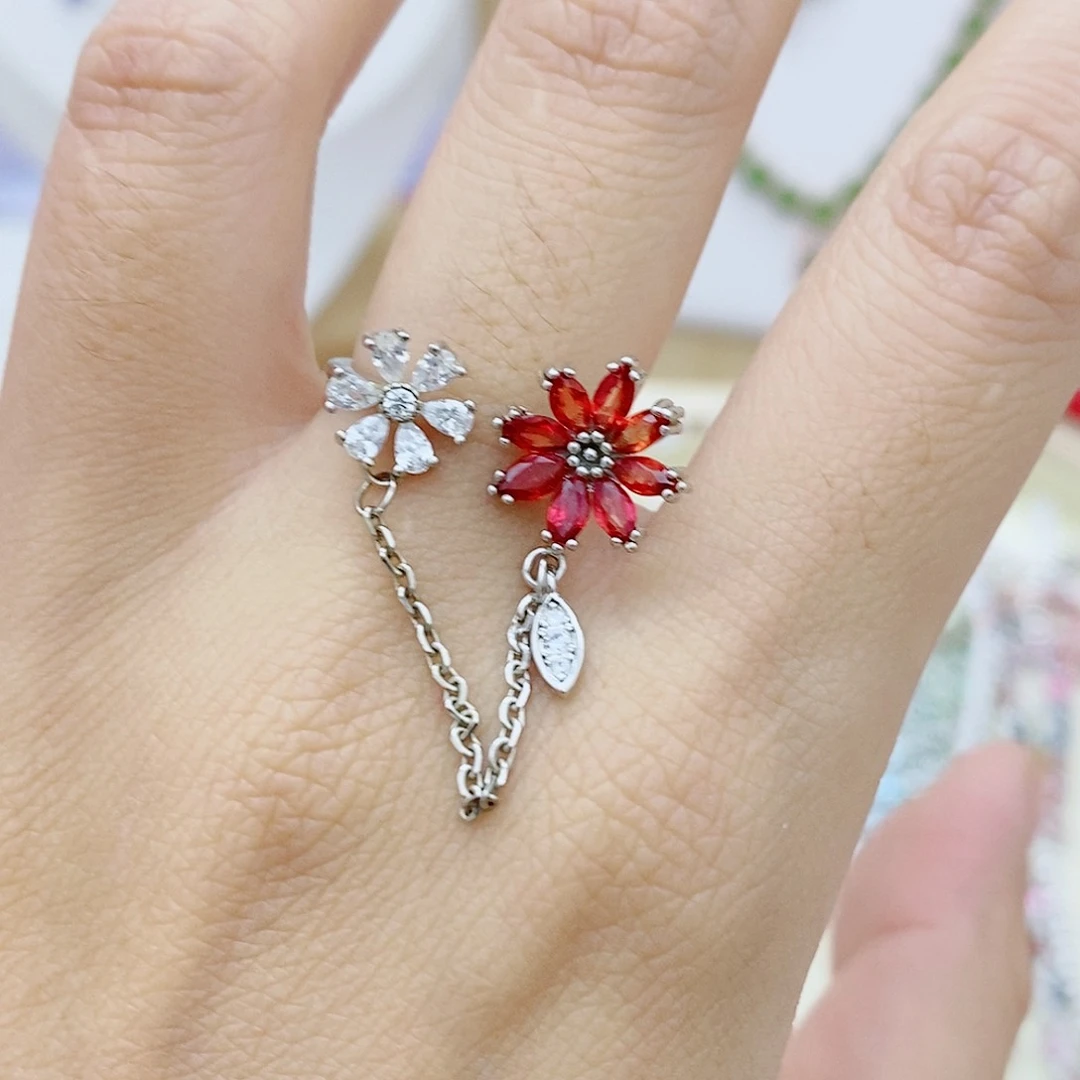 彩色蓝宝石戒指银S925镶嵌