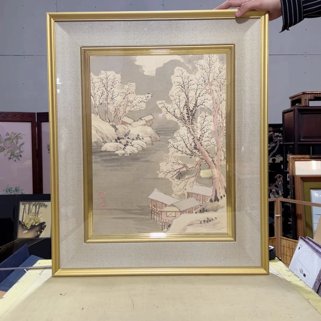 绘画@****方屏风框画茶空间设计