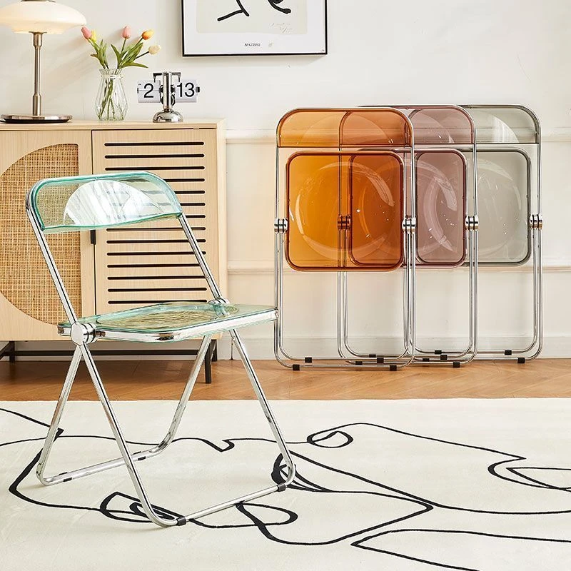 透明椅子亚克力折叠椅ins风网红拍照椅现代简约家用餐椅化妆凳子