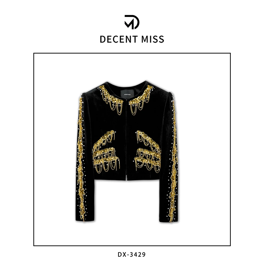 DECENT MISS 定制轻奢修身短款重工外套DX-3429