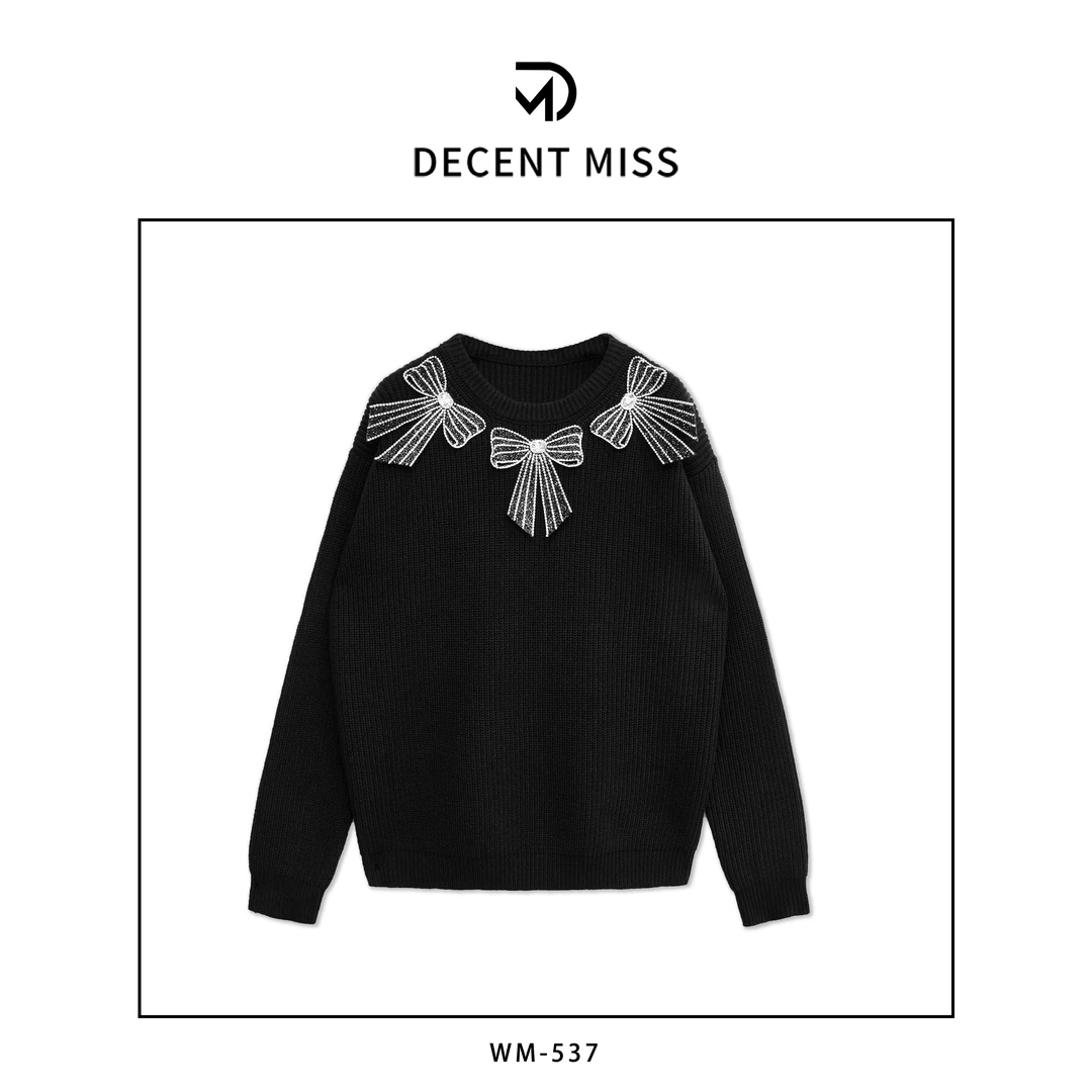 DECENT MISS重工定制古典传承手工精制优雅时尚蝴蝶结毛衣WM-537