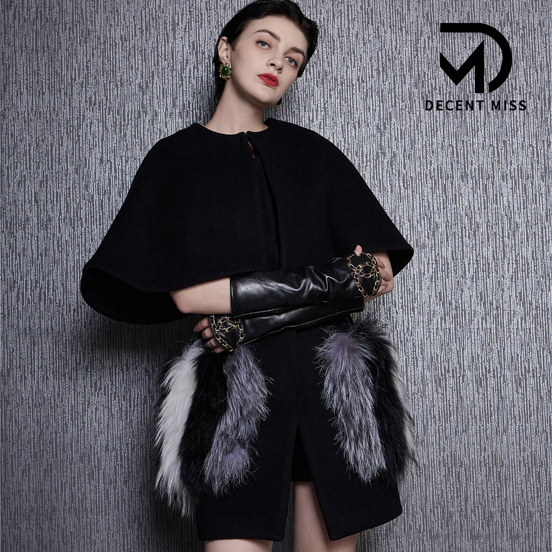 DECENT MISS 中长款斗篷型大衣毛呢外套DX-2110女装