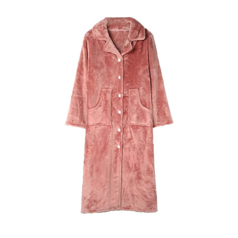 【奥莱专属】E-BRA安蓓佳冬季加厚保暖珊瑚绒睡裙女士家居服KL00051