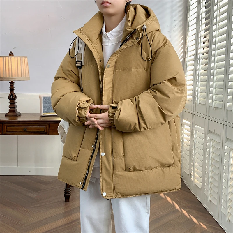 冬季大码羽绒服连帽时尚宽松白鸭绒潮流百搭情侣加厚保暖外套