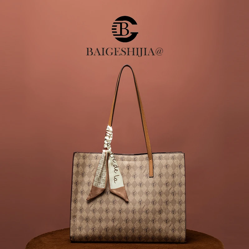 轻奢品牌 时尚百搭通勤女士大号大托特秋冬经典单肩包女包2235